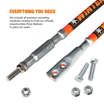 Virtually indestructible plow markers with galvanized steel aircraft cable spine hardware