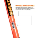 Virtually indestructible plow markers with galvanized steel aircraft cable spine cutout detail of steel spine