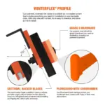 Winterflex rubber cutting edge system profile view with callout of CurbRunner guard