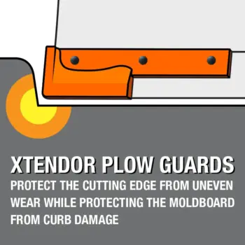 Xtendor Plow Guards protect the cutting edge from uneven wear while protecting the moldboard from curb damage