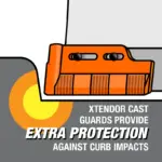 Xtendor Cast Guards provide extra protection against curb impacts