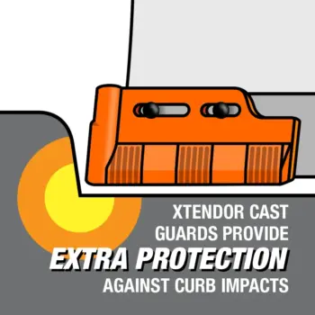 Xtendor Cast Guards provide extra protection against curb impacts