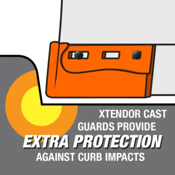 Xtendor Cast Guards provide extra protection against curb impacts