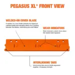 Pegasus XL Expandable Plow Cutting Edge System blade front view with callouts