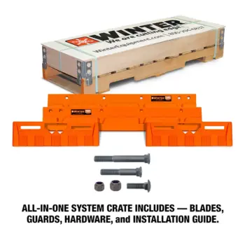 Pegasus XL expandable plow cutting edge system crate contents