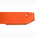 Vulcan V-Plow steel cutting edge system with cast steel curb guard blade savers with carbide blade segment back view